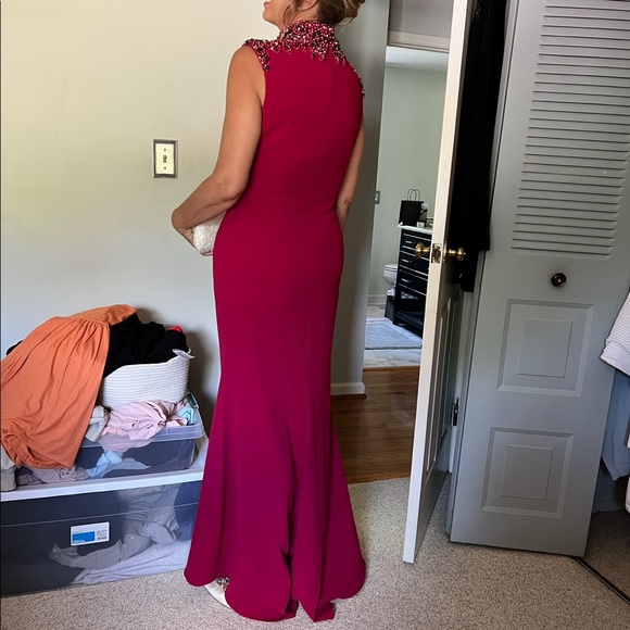 Badgley Mischka Beaded Mock Neck Gown - Picture 8 of 9